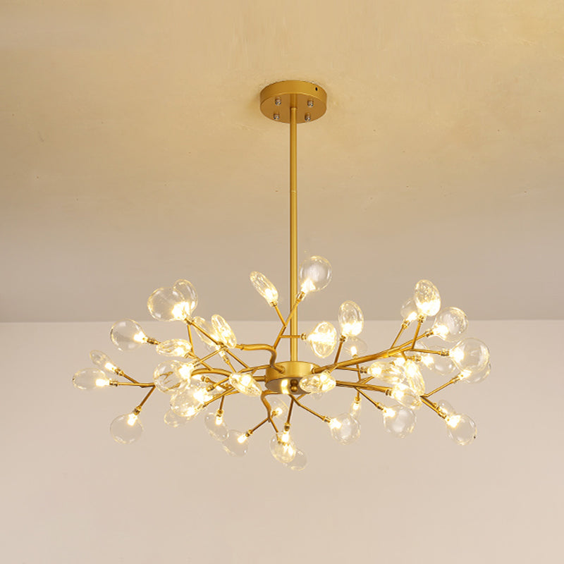 Stylish Firefly Pendant Light Fixture Minimalist Metal Bedroom Chandelier in Gold