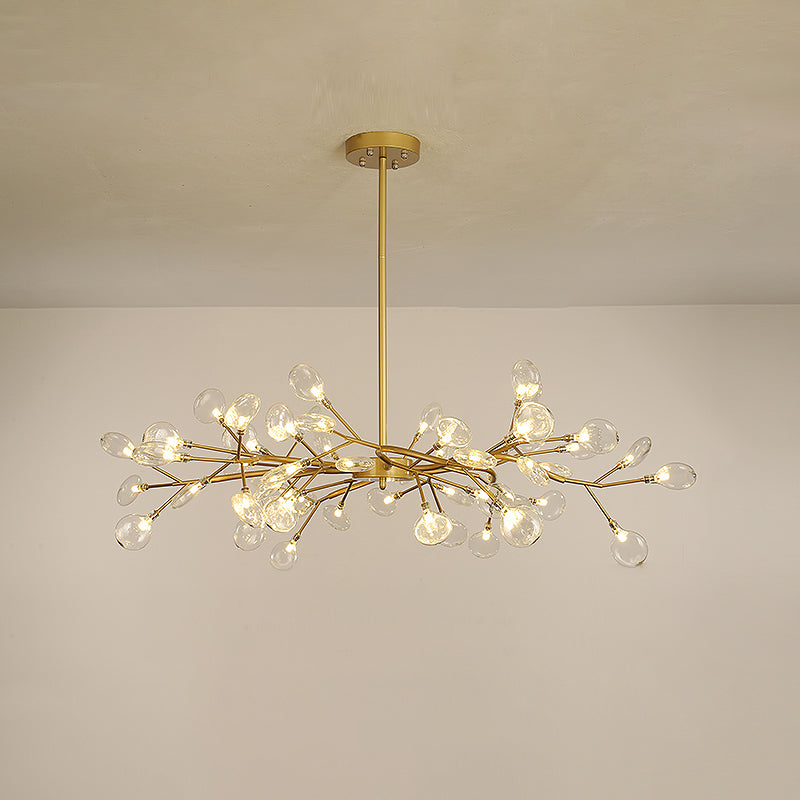Stylish Firefly Pendant Light Fixture Minimalist Metal Bedroom Chandelier in Gold