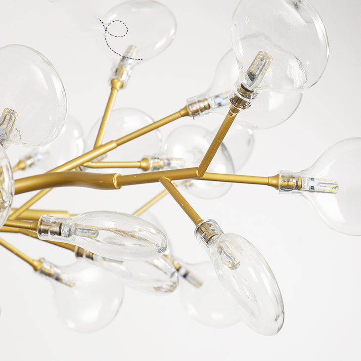 Stylish Firefly Pendant Light Fixture Minimalist Metal Bedroom Chandelier in Gold