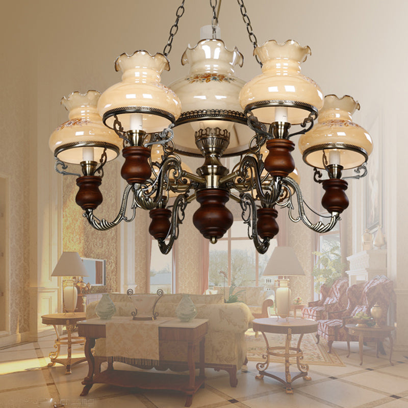 Lámpara de queroseno de vidrio lámpara de suspensión de techo de restaurante estilo náutico