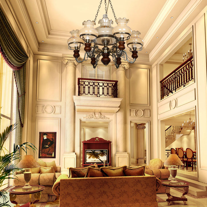 Lámpara de queroseno de vidrio lámpara de suspensión de techo de restaurante estilo náutico