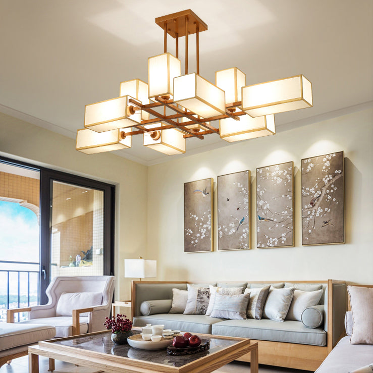 Minimalist Sputnik Hanging Lamp Fabric Chandelier Lighting for Living Room