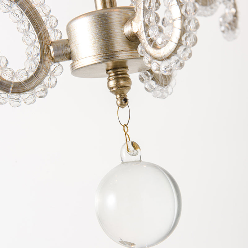 Candle Chandelier Light Fixtures Traditional Multi-Head Suspension Pendant Lamps with Crystal Bead