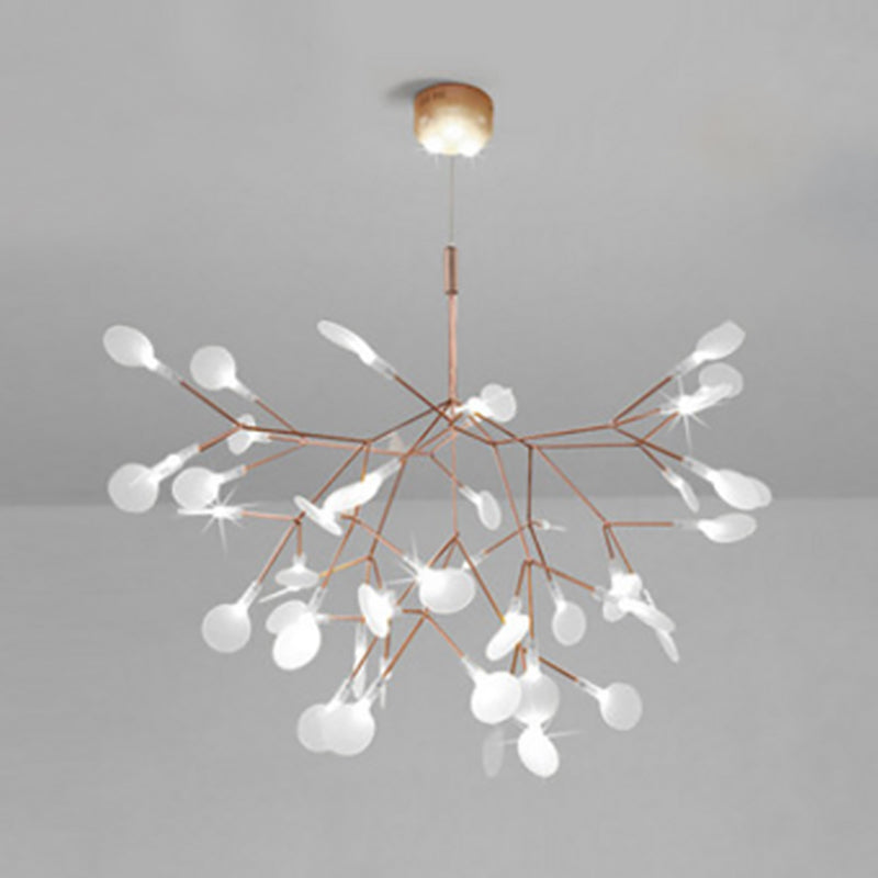 Metal Branch Shape Chandelier Nordic Style Fireflies Hanging Lamp for Living Room