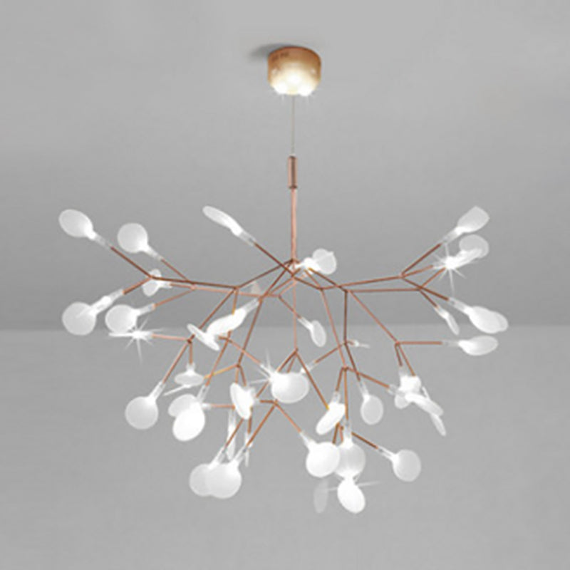 Metal Branch Shape Chandelier Nordic Style Fireflies Hanging Lamp for Living Room