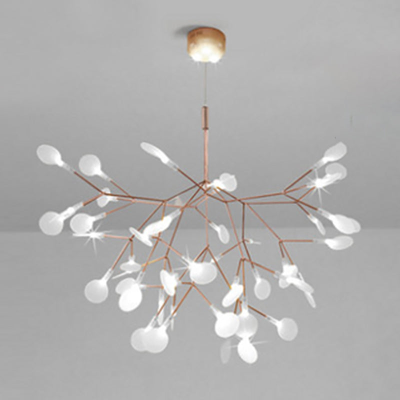 Metal Branch Shape Chandelier Nordic Style Fireflies Hanging Lamp for Living Room