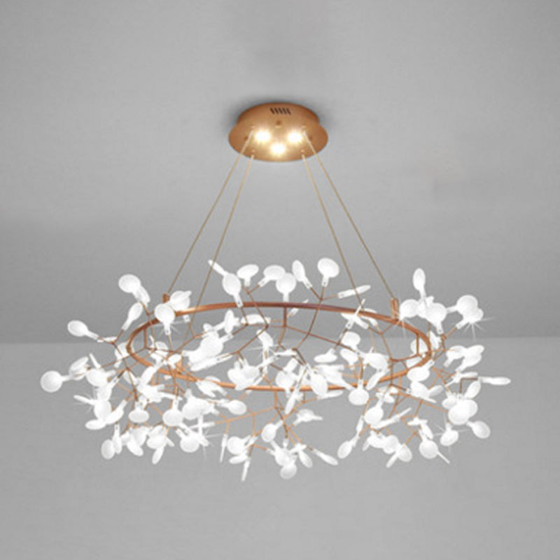 Metal Branch Shape Chandelier Nordic Style Fireflies Hanging Lamp for Living Room