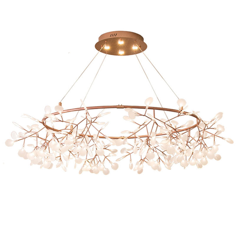 Metal Branch Shape Chandelier Nordic Style Fireflies Hanging Lamp for Living Room