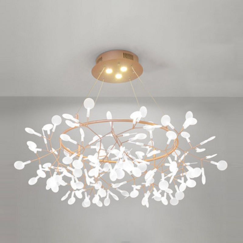 Metal Branch Shape Chandelier Nordic Style Fireflies Hanging Lamp for Living Room