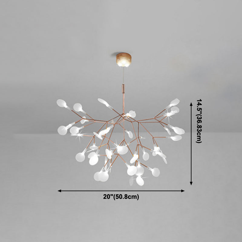 Metal Branch Shape Chandelier Nordic Style Fireflies Hanging Lamp for Living Room