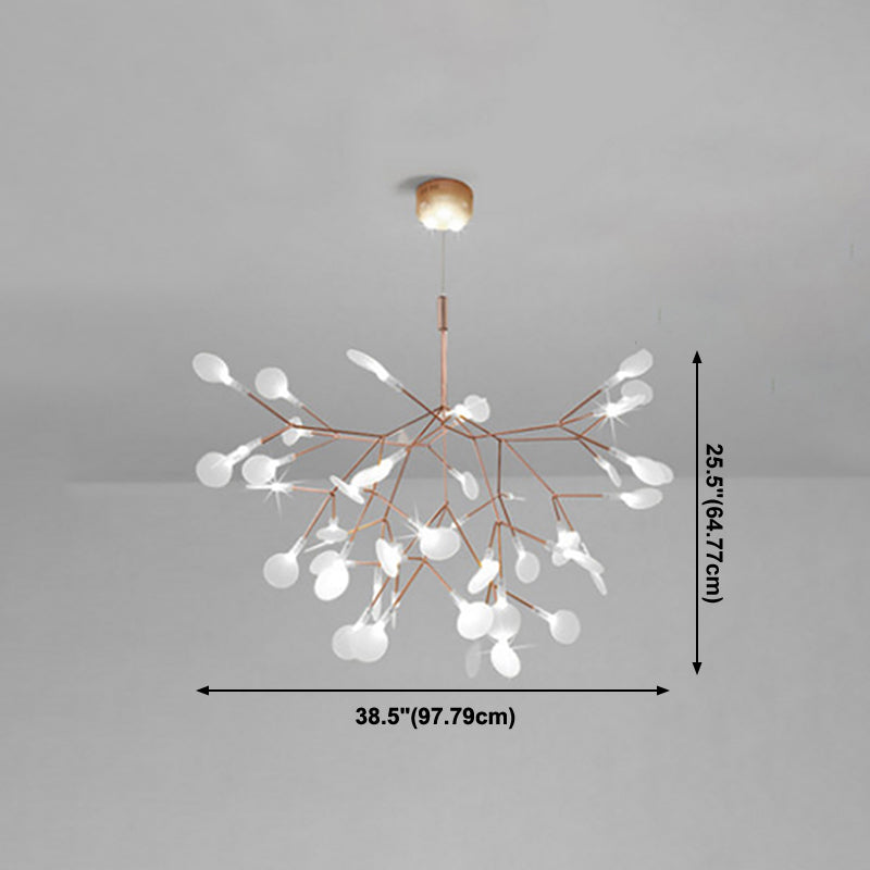 Metal Branch Shape Chandelier Nordic Style Fireflies Hanging Lamp for Living Room