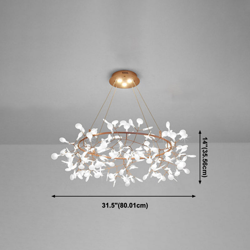 Metal Branch Shape Chandelier Nordic Style Fireflies Hanging Lamp for Living Room