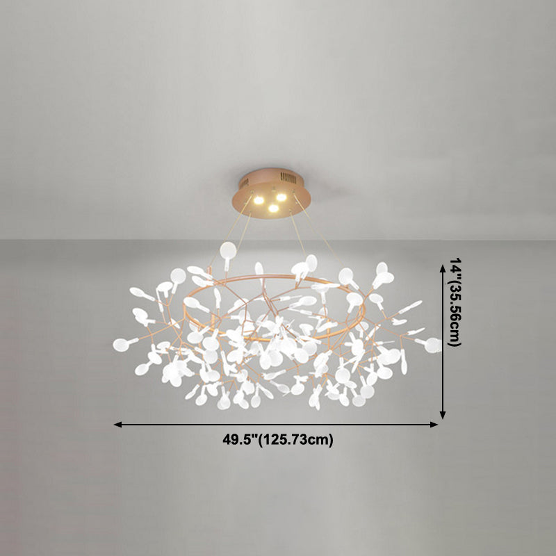 Metal Branch Shape Chandelier Nordic Style Fireflies Hanging Lamp for Living Room