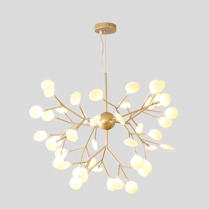 Metal Branch Shape Chandelier Nordic Style Fireflies Hanging Lamp for Restaurant
