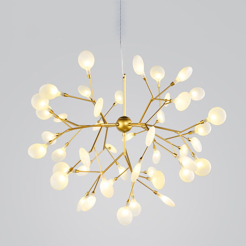 Metal Branch Shape Chandelier Nordic Style Fireflies Hanging Lamp for Restaurant