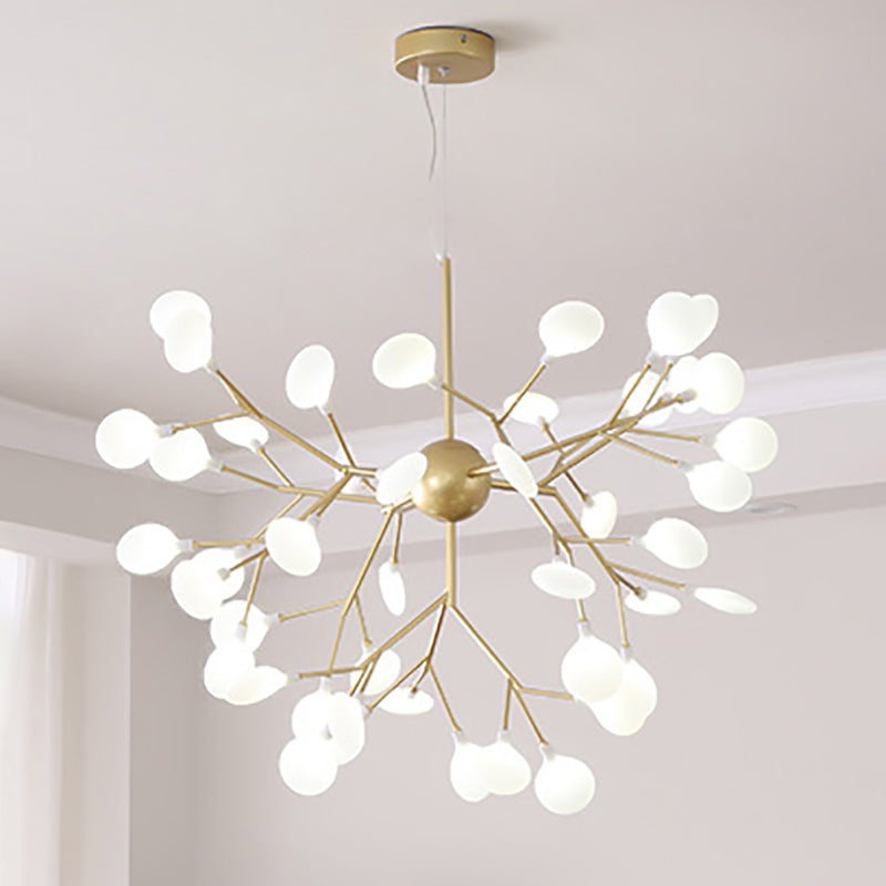 Metal Branch Shape Chandelier Nordic Style Fireflies Hanging Lamp for Restaurant