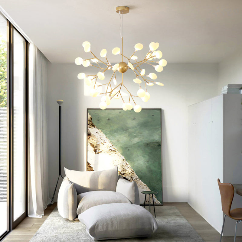 Metal Branch Shape Chandelier Nordic Style Fireflies Hanging Lamp for Restaurant