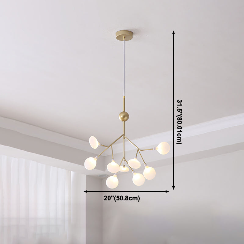 Metal Branch Shape Chandelier Nordic Style Fireflies Hanging Lamp for Restaurant