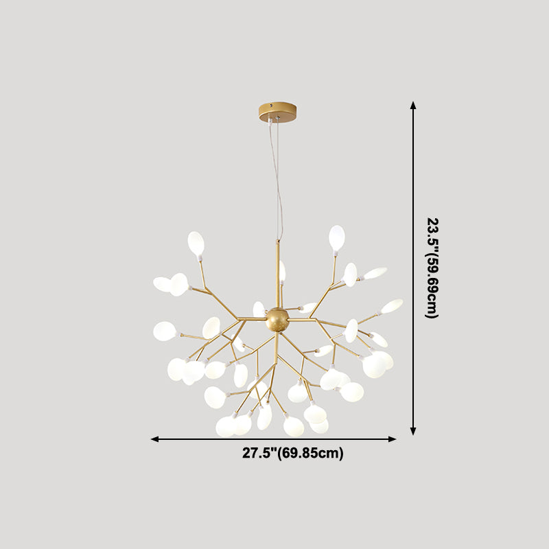 Metal Branch Shape Chandelier Nordic Style Fireflies Hanging Lamp for Restaurant