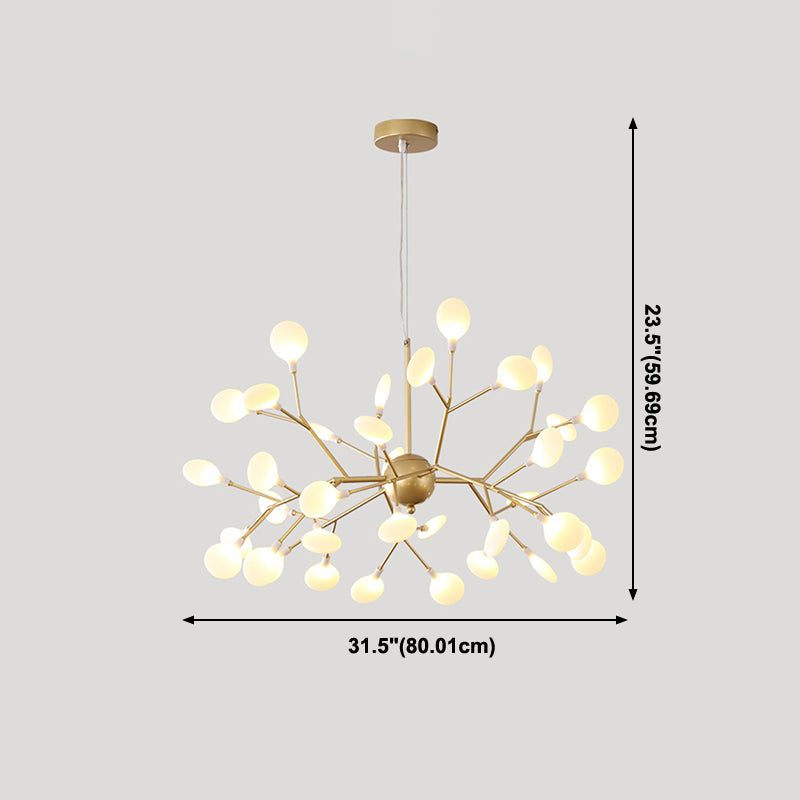 Metal Branch Shape Chandelier Nordic Style Fireflies Hanging Lamp for Restaurant