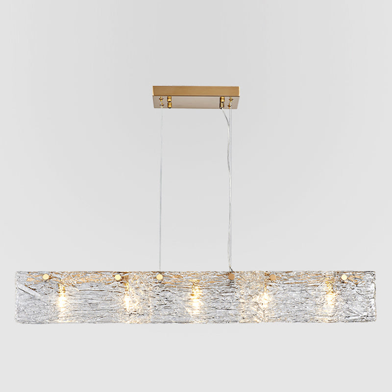 5 Light Island Lighting Modern Style Rectangular Shape Glass Hanging Light Fixtures