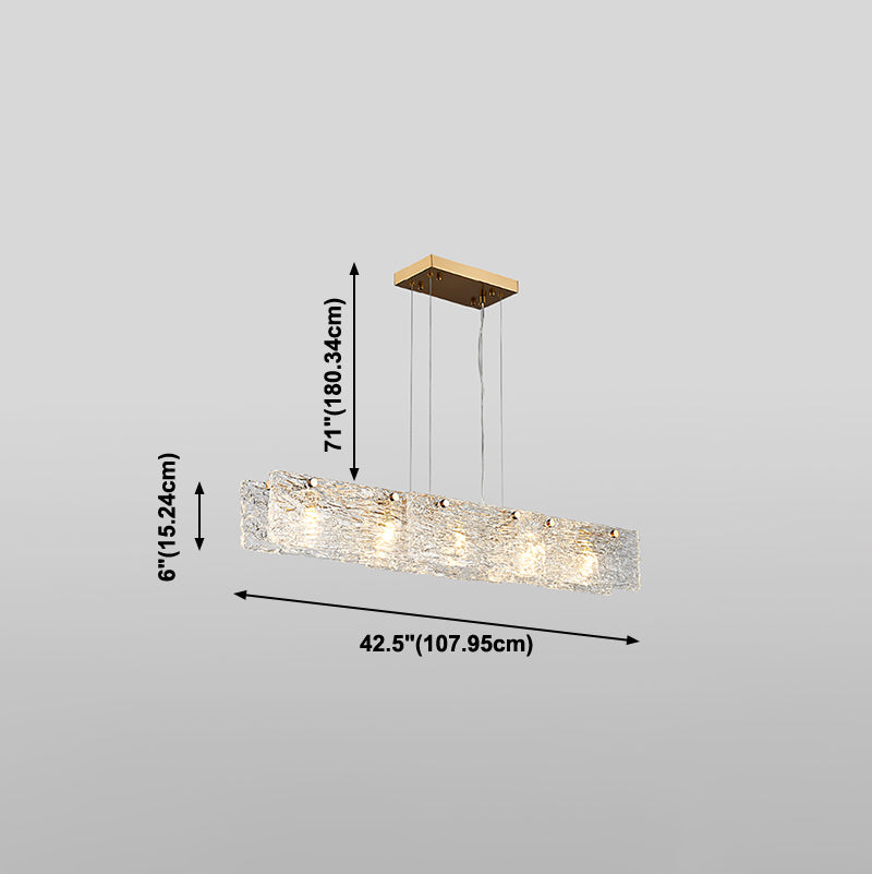 5 Light Island Lighting Modern Style Rectangular Shape Glass Hanging Light Fixtures