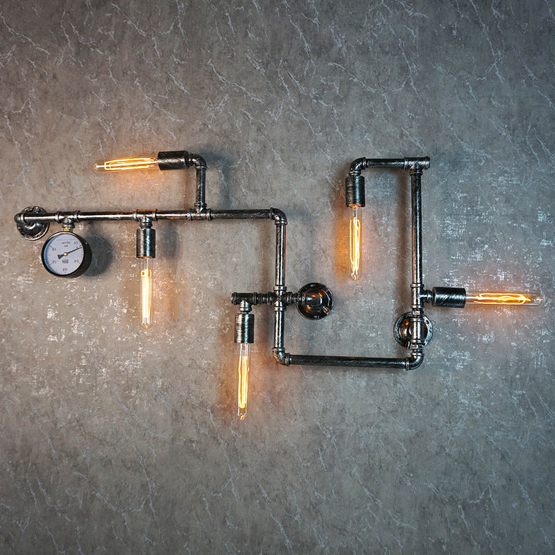 Lampe murale de tuyau à eau en métal 5 tête de style industriel