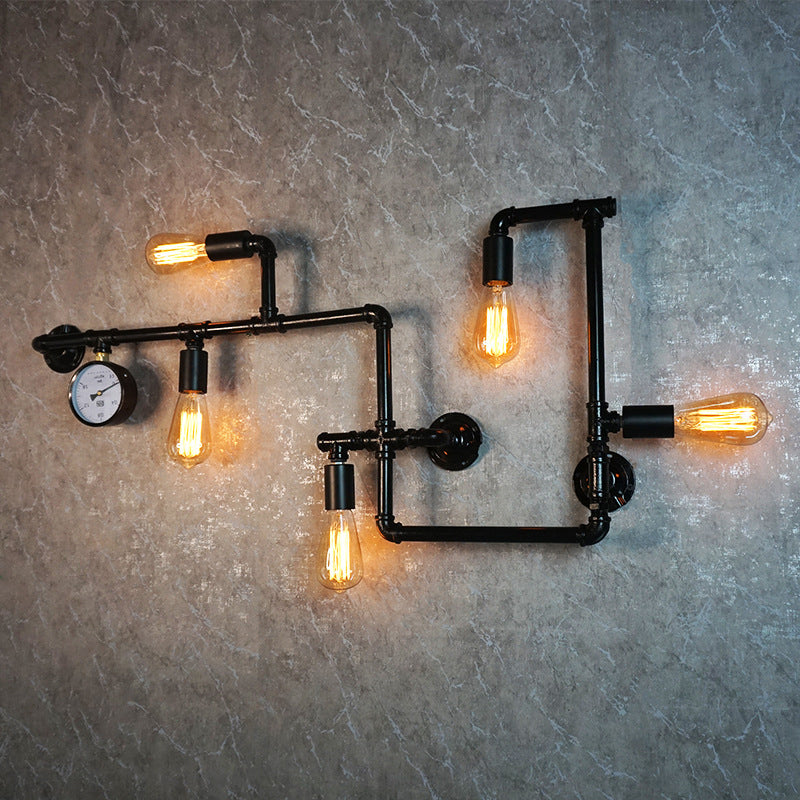 Lampe murale de tuyau à eau en métal 5 tête de style industriel