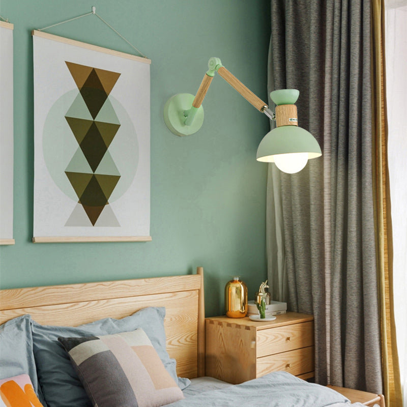 Sala de estar una cabeza una pared de pared de metal y madera de pared ajustable de pared lámpara de luz de pared