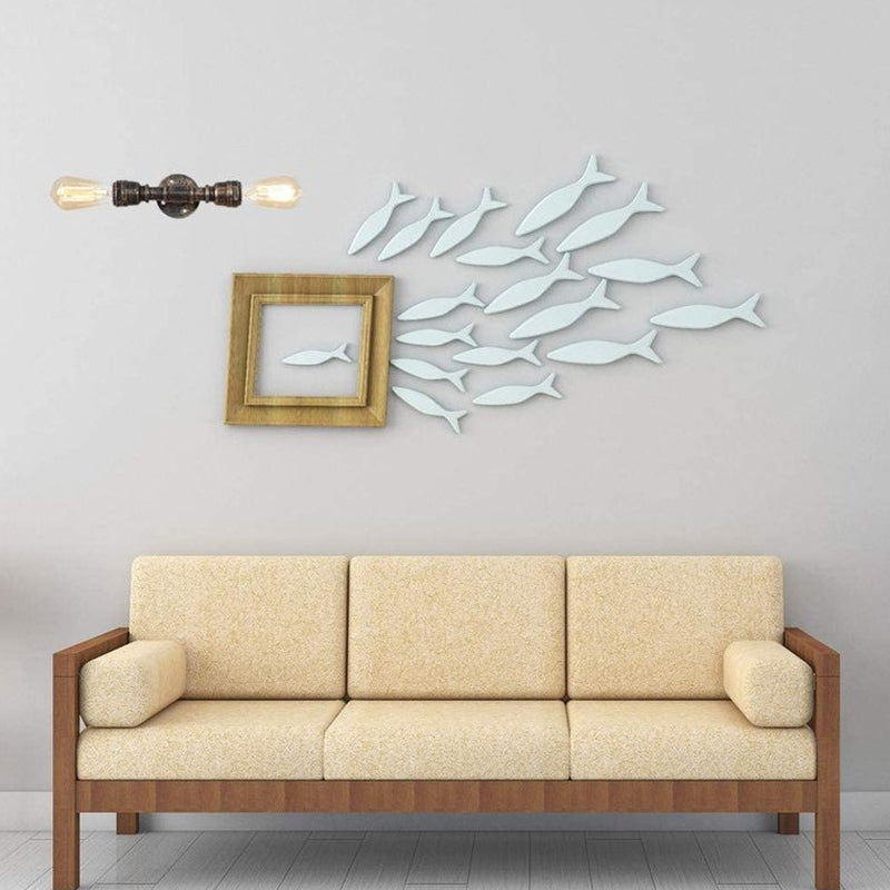 2 Head Metal Water Pipe Shade Wall Lighting Industrial Style Wall Mounted Light Fixture