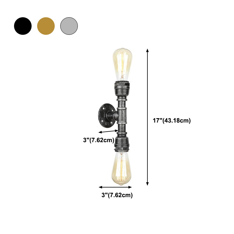 2 Head Metal Water Pipe Shade Wall Lighting Industrial Style Wall Mounted Light Fixture