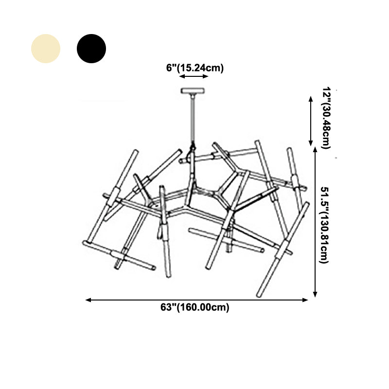 Radiation Chandelier Light Fixtures Modern Multi-Head Suspension Pendant Lamps for Living Room
