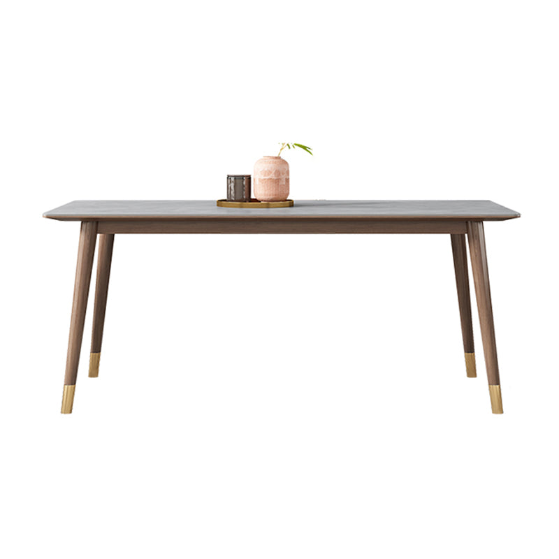 Mesa de comedor gris de cocina Mid-Century Mesa de comedor rectangular de piedra sinterizada con 4 patas