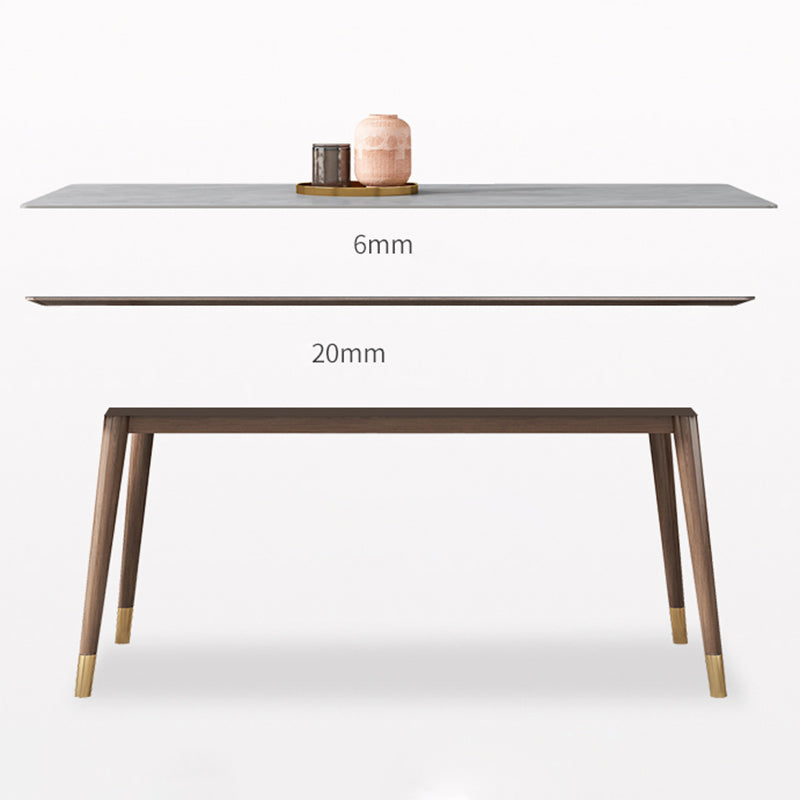 Mesa de comedor gris de cocina Mid-Century Mesa de comedor rectangular de piedra sinterizada con 4 patas