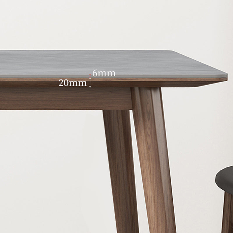 Mesa de comedor gris de cocina Mid-Century Mesa de comedor rectangular de piedra sinterizada con 4 patas