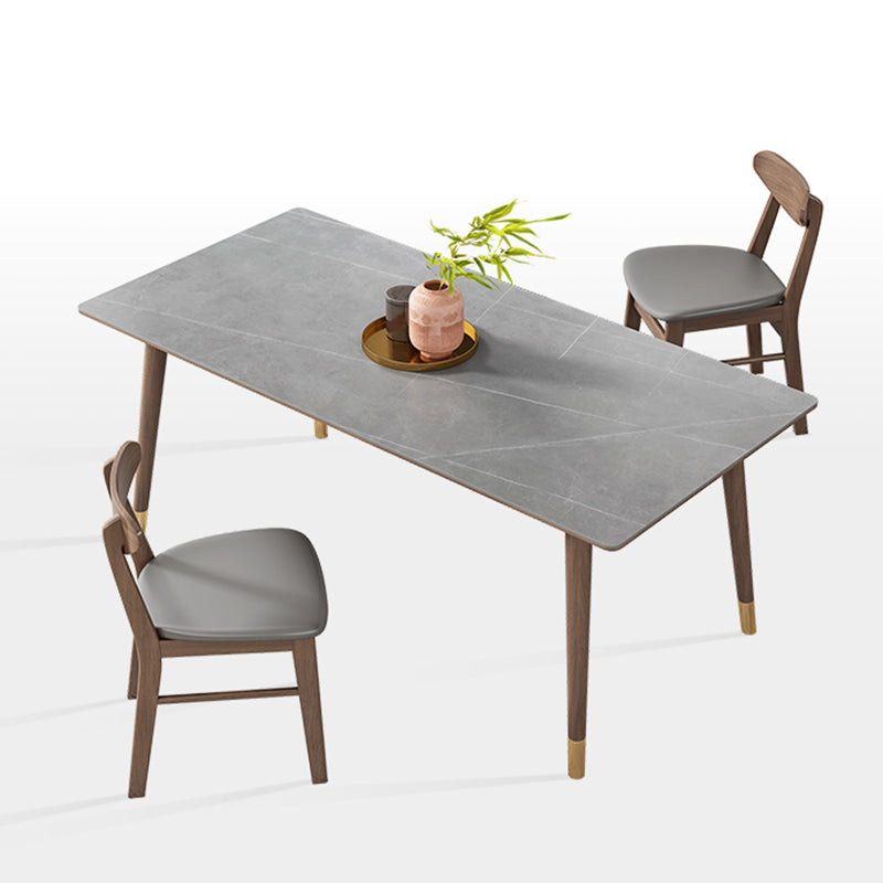 Mesa de comedor gris de cocina Mid-Century Mesa de comedor rectangular de piedra sinterizada con 4 patas