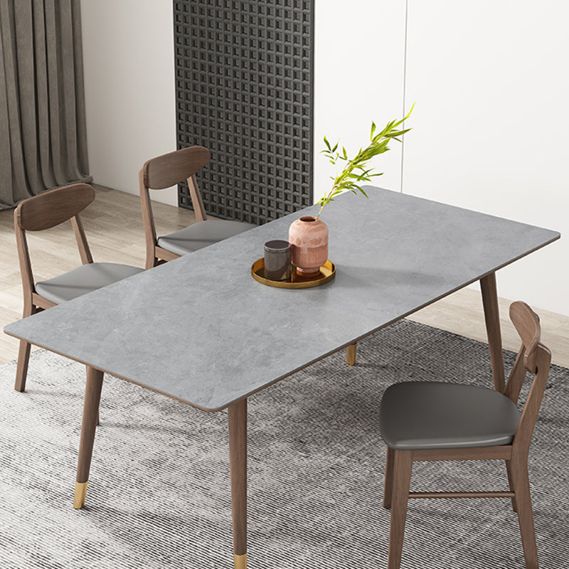 Mesa de comedor gris de cocina Mid-Century Mesa de comedor rectangular de piedra sinterizada con 4 patas