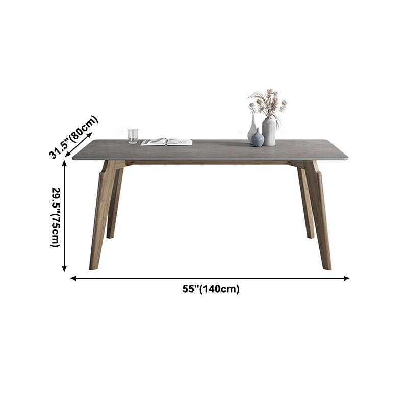 Rectangle Sintered Stone Grey Tone Dining Table Vintage 4 Legs Table for Dining Room