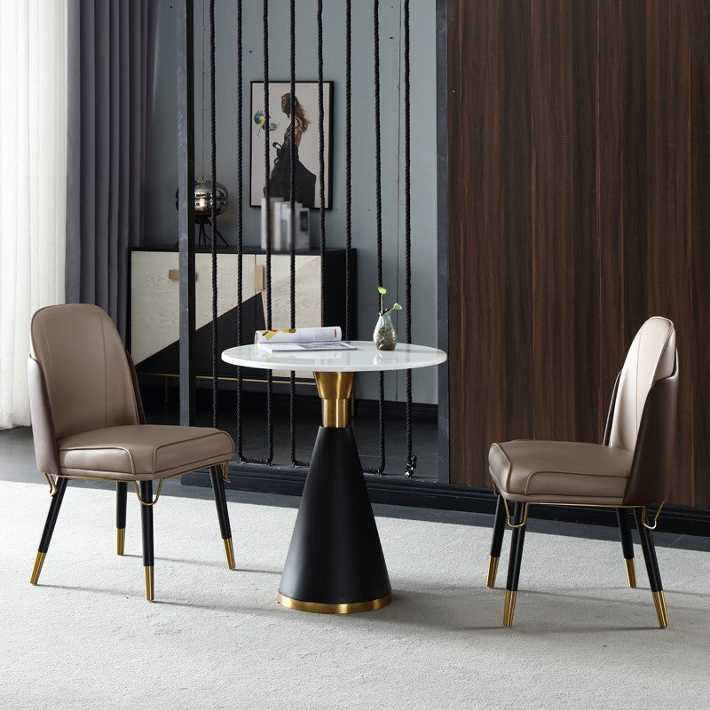 Metal Traditional Luxury Round Table Marble Top Indoor Table with Pedestal