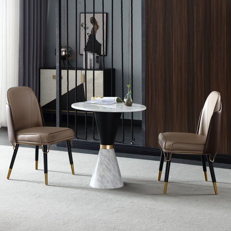Metal Traditional Luxury Round Table Marble Top Indoor Table with Pedestal