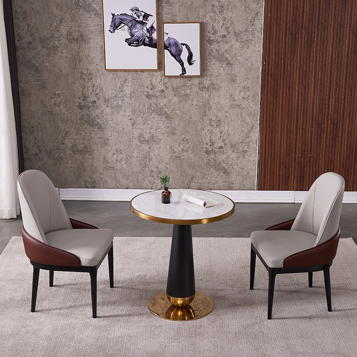Metal Traditional Luxury Round Table Marble Top Indoor Table with Pedestal