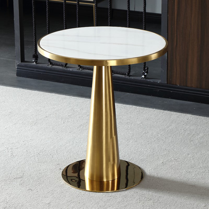 Metal Traditional Luxury Round Table Marble Top Indoor Table with Pedestal