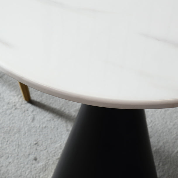 Metal Traditional Luxury Round Table Marble Top Indoor Table with Pedestal