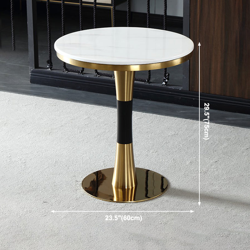Metal Traditional Luxury Round Table Marble Top Indoor Table with Pedestal