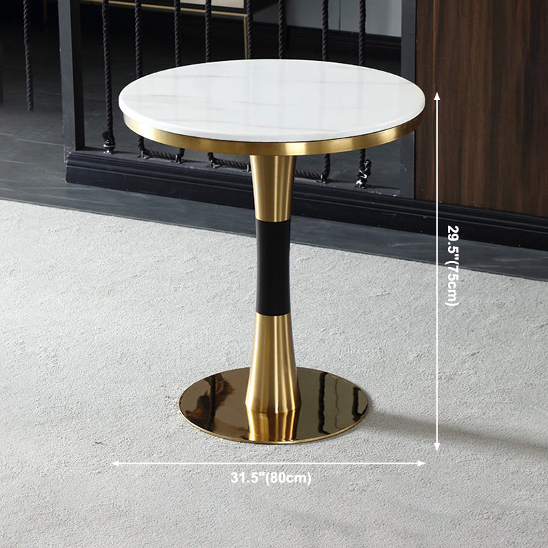 Metal Traditional Luxury Round Table Marble Top Indoor Table with Pedestal