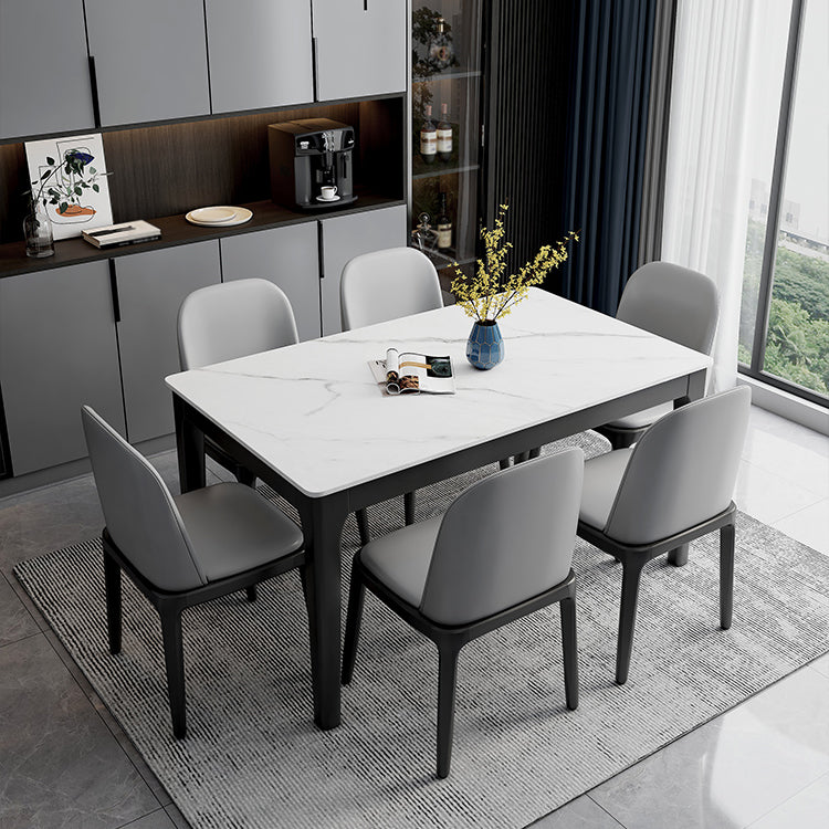 Mesa de comedor bicolor de piedra sinterizada Mesa de comedor Mid-Century de 4 patas