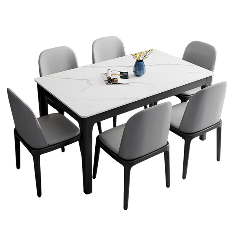 Mesa de comedor bicolor de piedra sinterizada Mesa de comedor Mid-Century de 4 patas