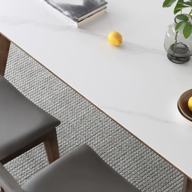 Mesa de comedor estándar blanca de mediados de siglo Mesa de comedor rectangular de piedra sinterizada para cocina