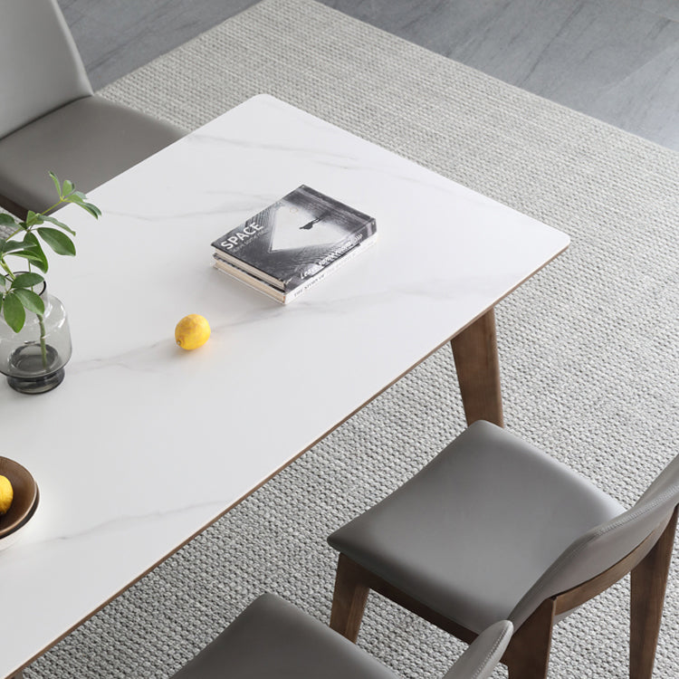 Mesa de comedor estándar blanca de mediados de siglo Mesa de comedor rectangular de piedra sinterizada para cocina