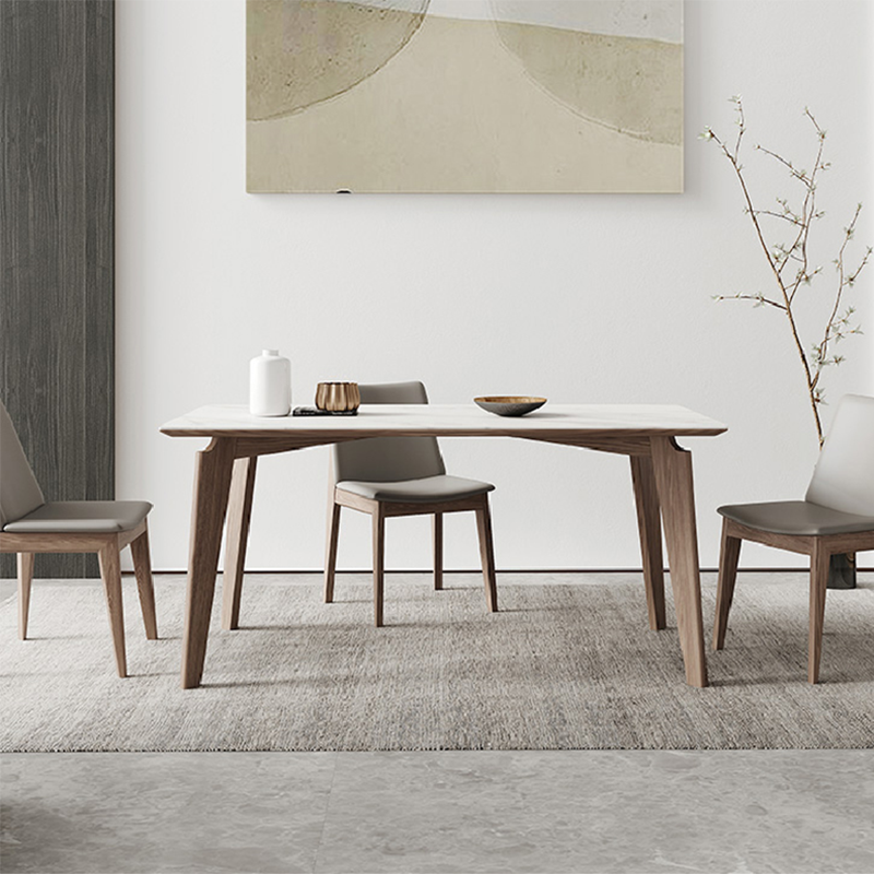 Midden-eeuwse rechthoekige vorm tafel gesinterde stenen eettafel voor keuken